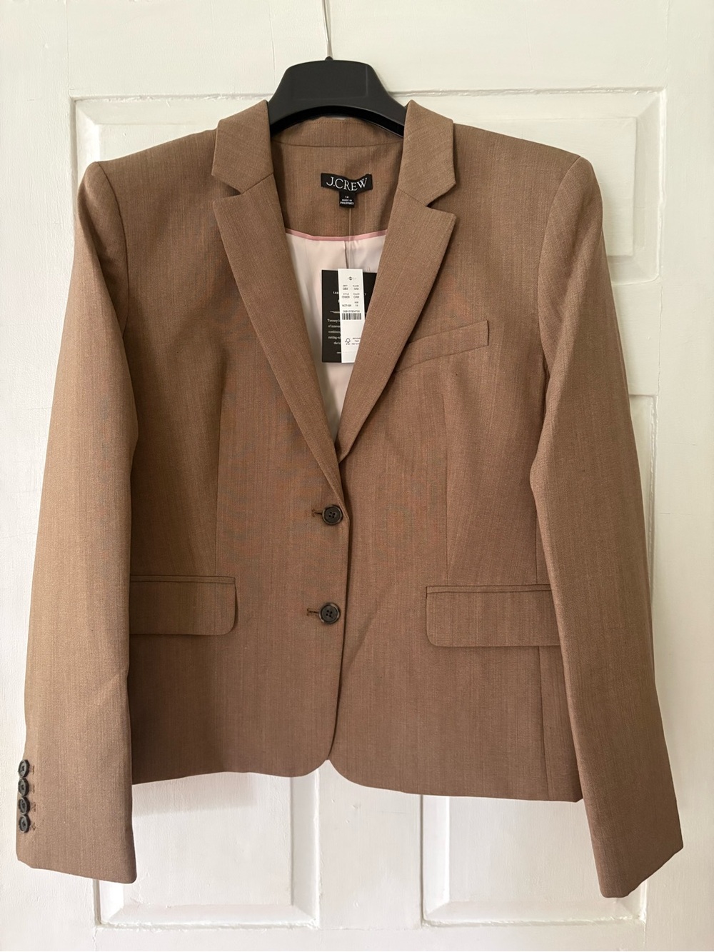 NWT J Crew Retail Ecole Blazer. Wool Blend. Camel. Size 14.